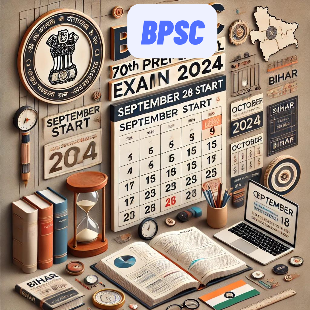 70th BPSC Examination banner featuring the official logo, exam date, and key details about the upcoming examination, emphasizing the importance of the BPSC in Bihar's civil service recruitment."