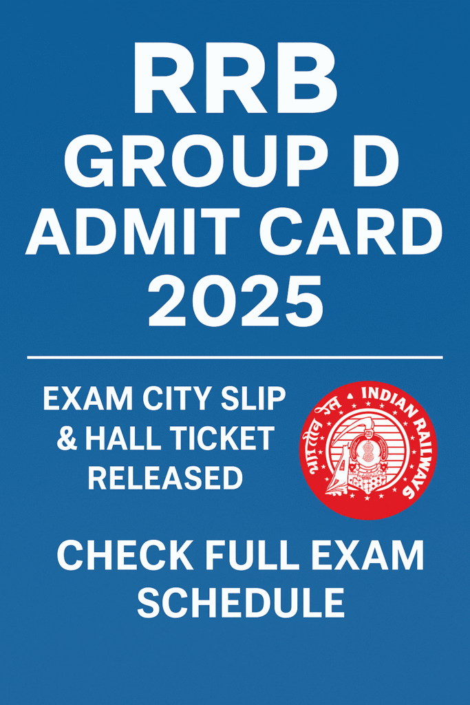 RRB Group D Admit Card 2025 is released. Check exam dates, city slip, instructions, and important details for the Level-1 railway exam.